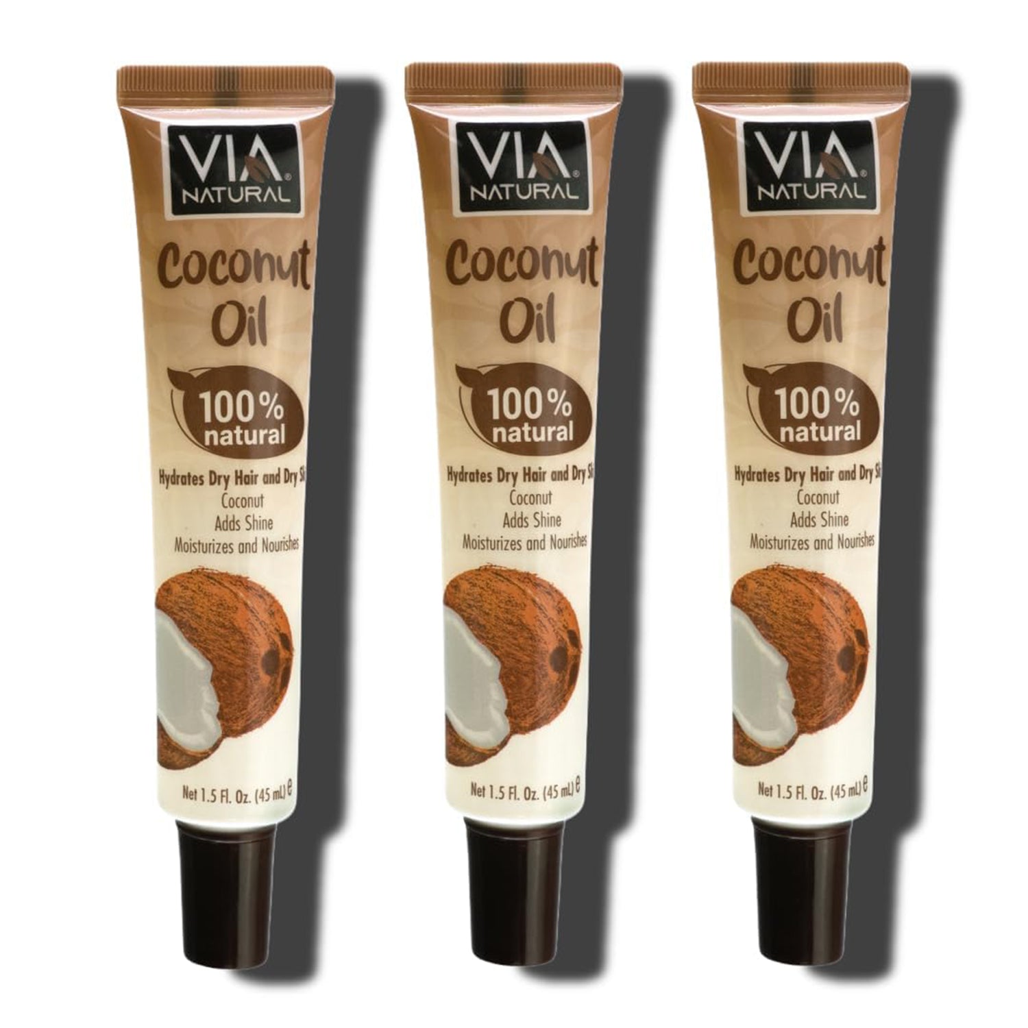 Via Natural Ultra Care Moisturizing Coconut Oil for Hair, Scalp & Body Treatment, 1.5 fl oz (3 Pack)